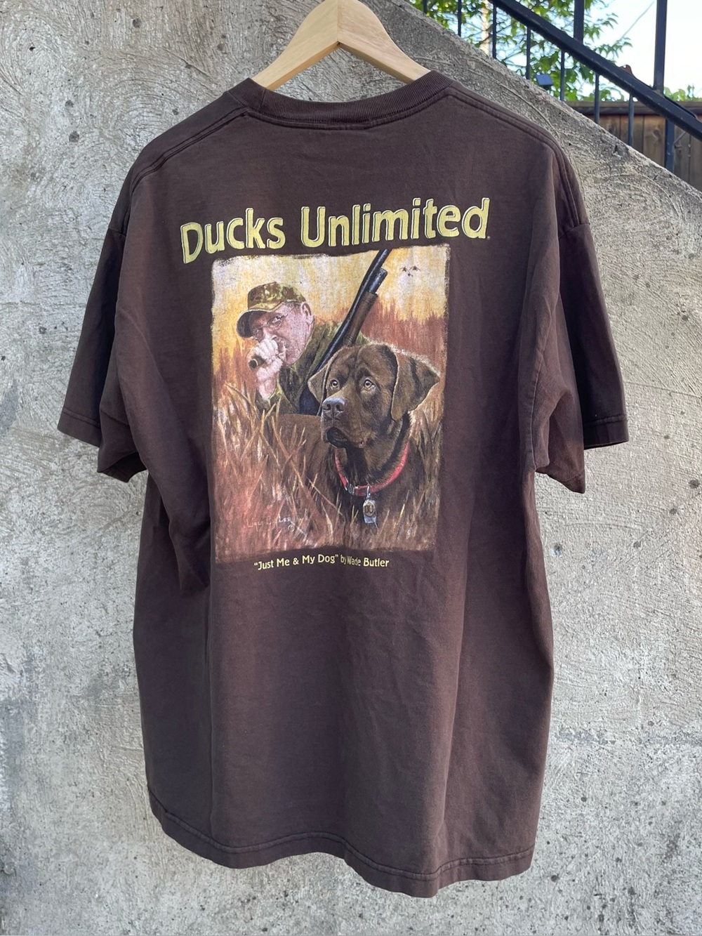 Brown Ducks Unlimited “just me and my dog” double sided t shirt size XL